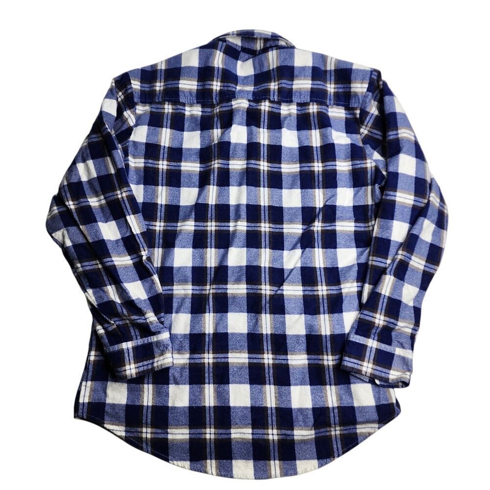 Swanndri Henley Flannel Button Shirt Cotton Blue Plaid Size Medium - Picture 3 of 10